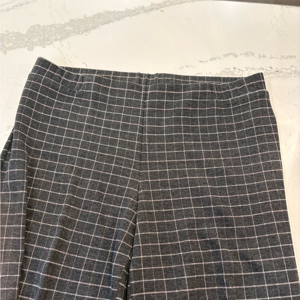 J. Jill Charcoal Checkered ponte cropped wide leg Pant